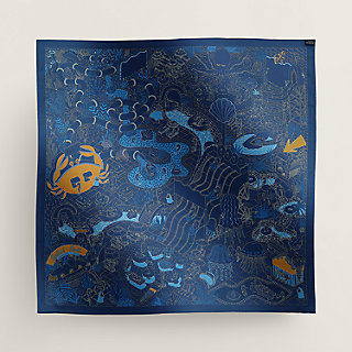 Splash Park double face scarf 90 - Blue | Hermès Canada